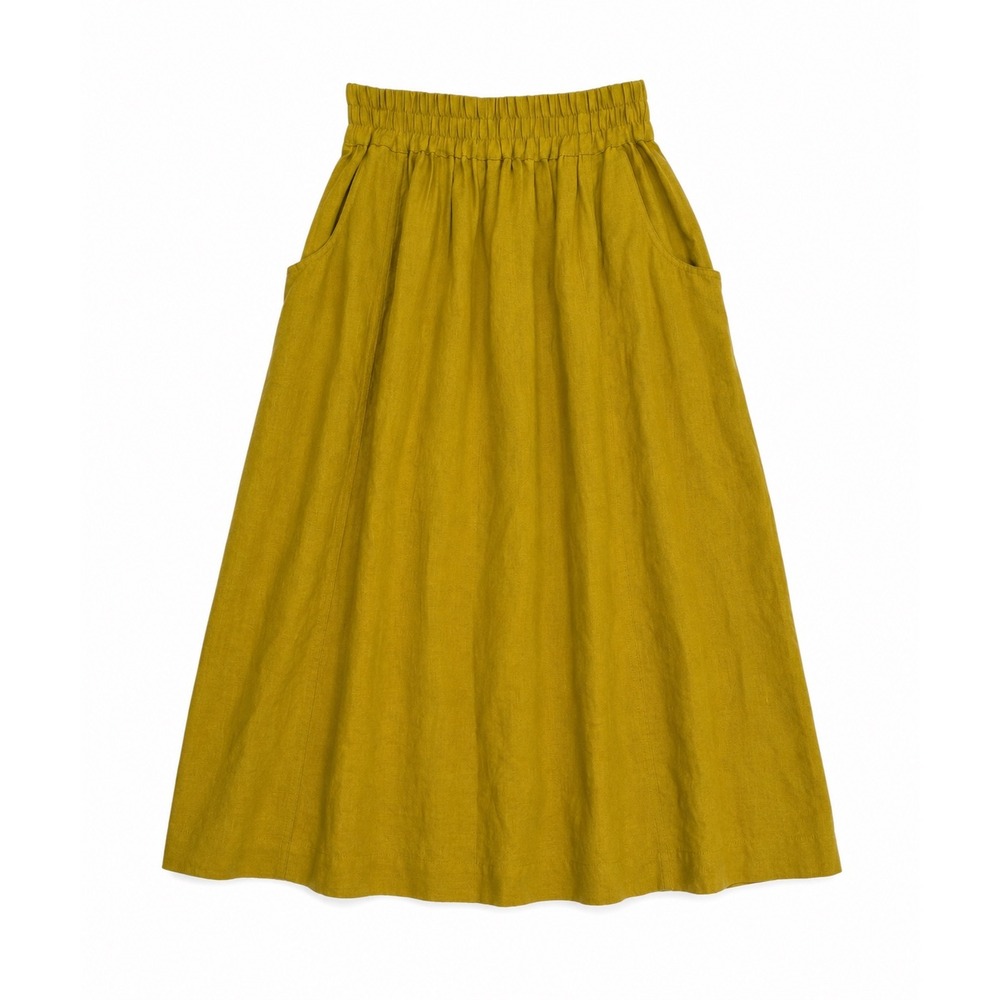 notPERFECTLINEN Mustard Yellow Midi Skirt - Picture 2 of 9